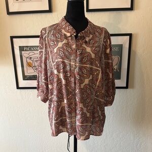 Tommy Hilfiger Blue and Pink Casual Button Down Shirt- NWOT